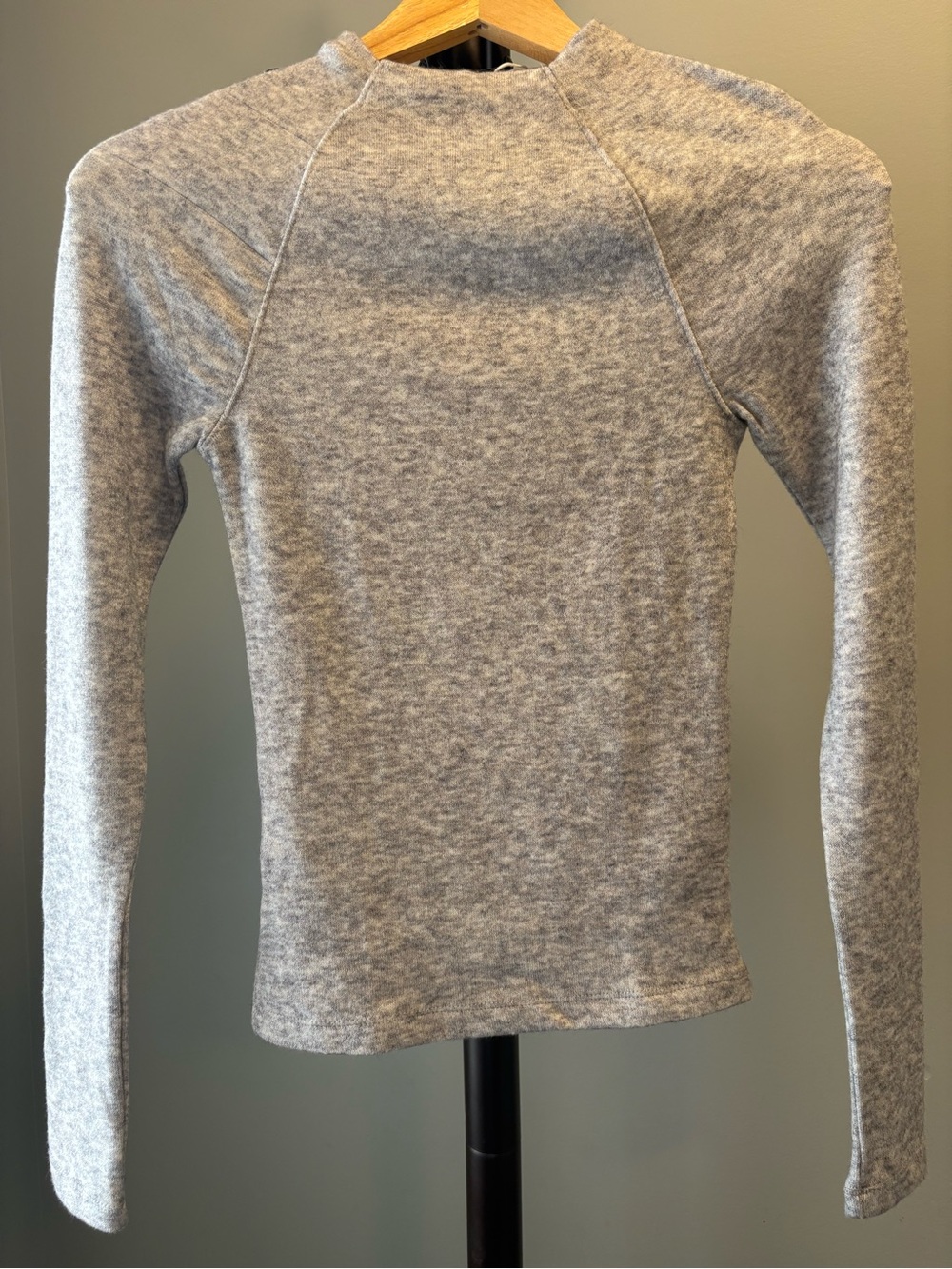 Mango Heather Gray Long-Sleeve Crew Neck Top